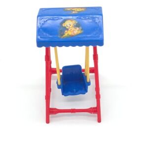 Renwal Vintage Dollhouse Swing No 19 Blue Red Yellow Bear Graphic Made in USA